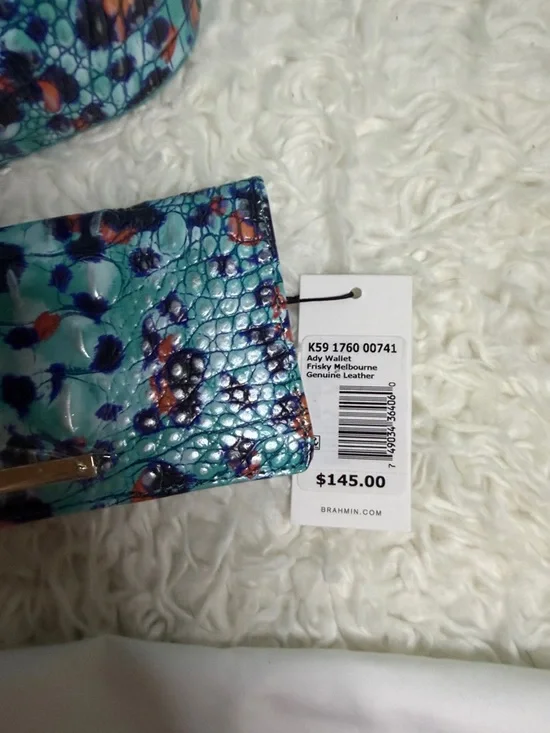 New Brahmin Katie Frisky Melbourne Turquoise Floral  Crossbody/Wallet - Picture 17 of 17